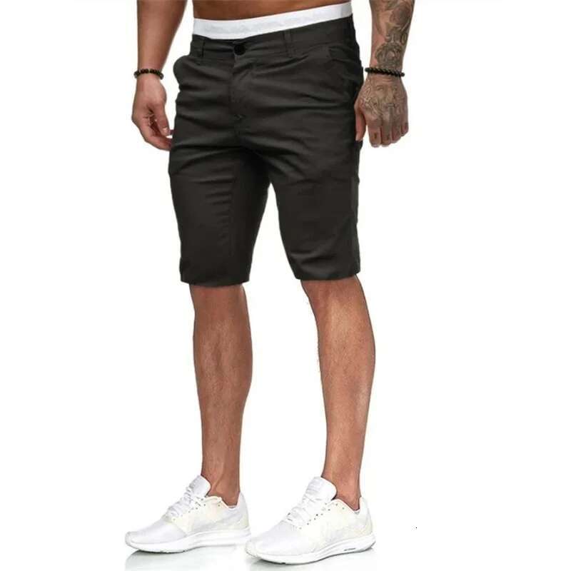 Mens Fit Cargo Shorts with Pockets Knee Length Casual Solid Color Joggers for Summer Beach Streetwear Fashion