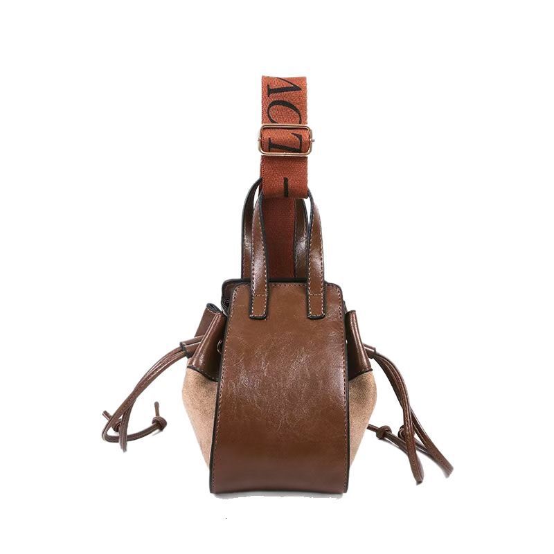 New Versatile Drawstring Crossbody Fashion Color-Block Wide Strap Underarm Bucket Matte Bag for Women Pre-Order Required