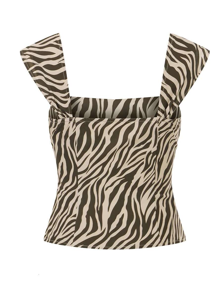 Leopard Print Crop Top Sexy v Neck Sleeveless Fit Tank Tops Fashionable Summer Streetwear for Women