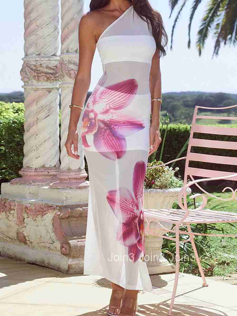 Elegant Off Shoulder Maxi Dress with Ruffle Detail and Floral Print Perfect for Summer Parties and Events Sleeveless Fit