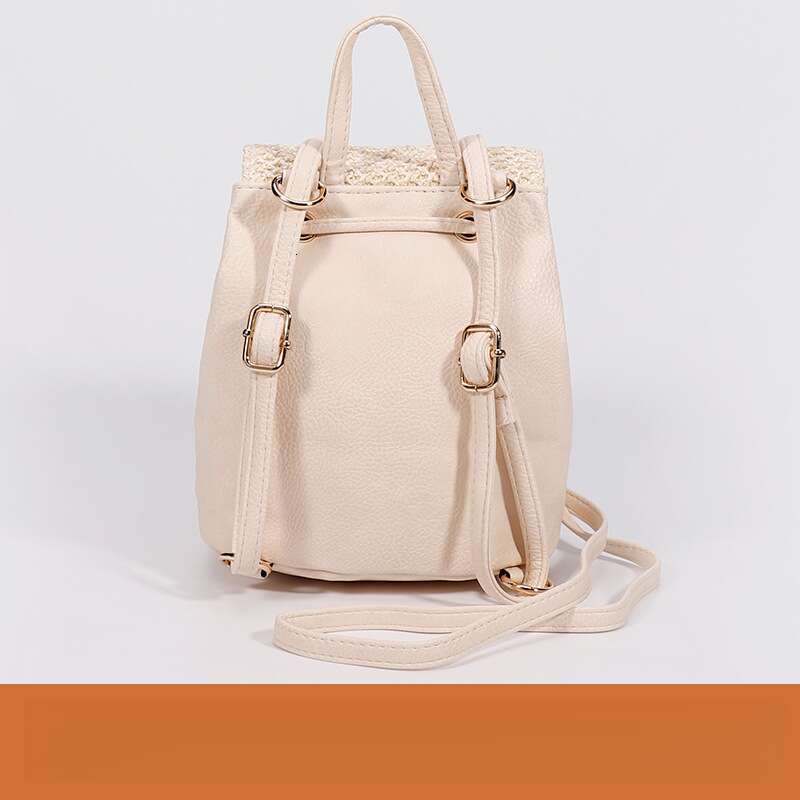 Straw Backpack New High-End Bucket Niche Design Woven Double Shoulder Bag