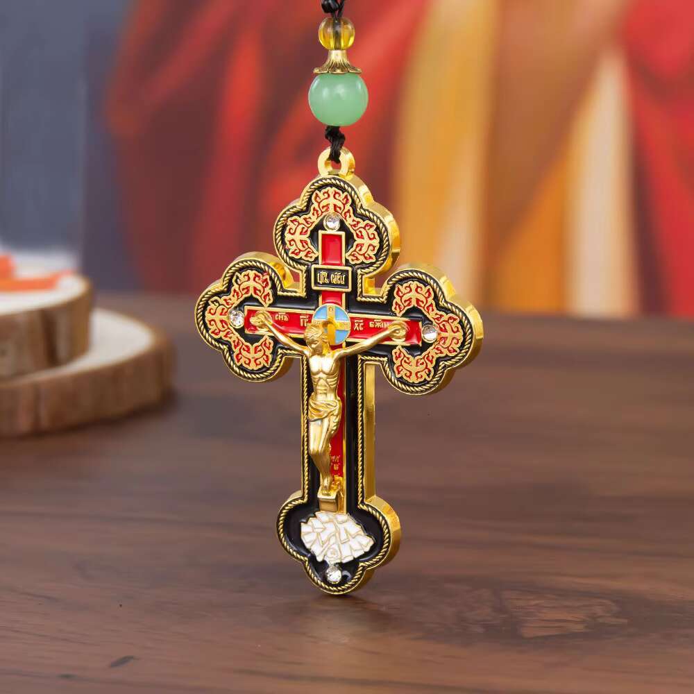 Catholic Rosary Necklace Jesus Crucifix Religious Cross Pendant Chain Jewelry for Men and Women Christian Devotional Gift