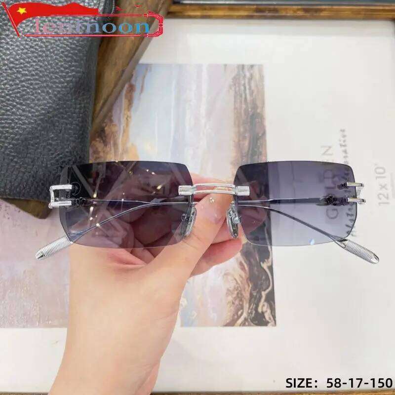 New Fashion Women Sunglasses Rimless Personality Brand Designer Trend Square Beach Party UV400 Outdoor Sun Glasses 2024