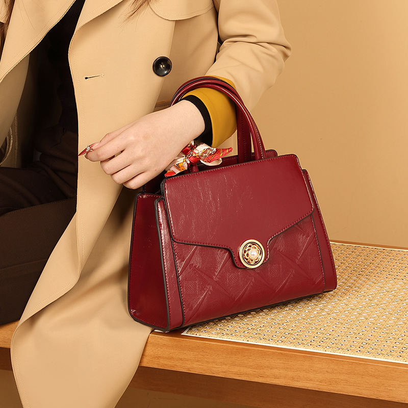 Free Shipping Fashion Simple Texture Women's Handbag Urban Luxury Red Mother Bag Designer Shoulder Crossbody Bag