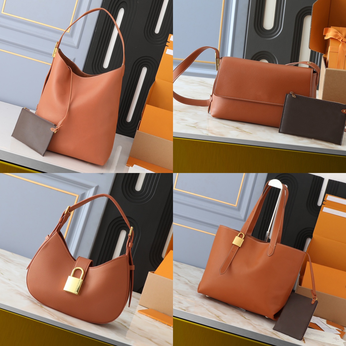 Women Low Key Cabas Cookie Messenger Shoulder Tote Cowhide Leather Soft Grain Suede Leather Lining Padlock Adjustable Strap Crossbody Handbag Purse Hobo Series
