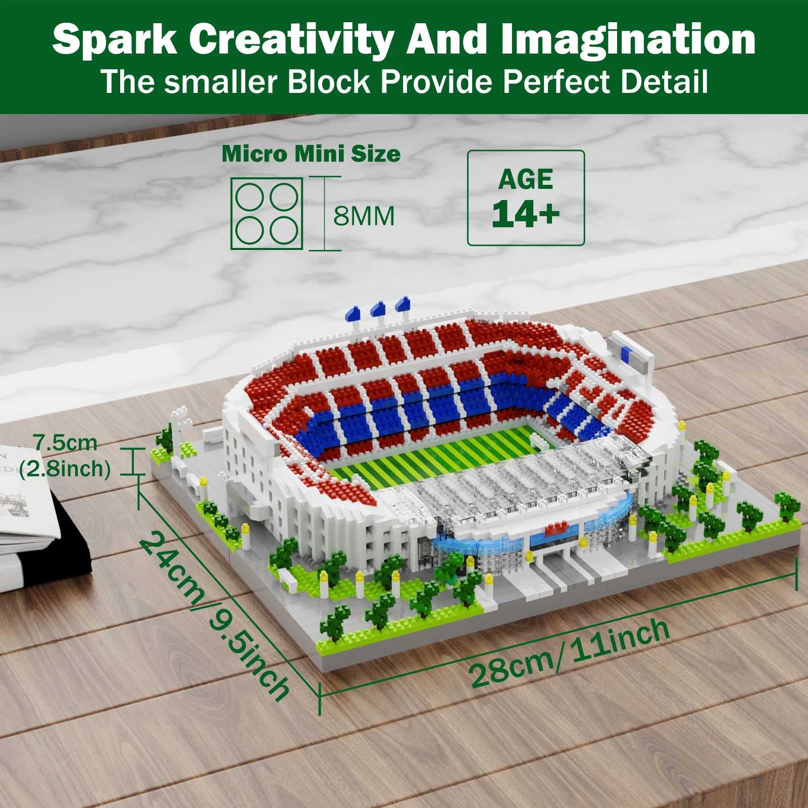 Barcelona Soccer Stadium Micro Blocks Building Sets Mini Bricks Architecture Building Block Toys for Adults Football Field Gift Z250607