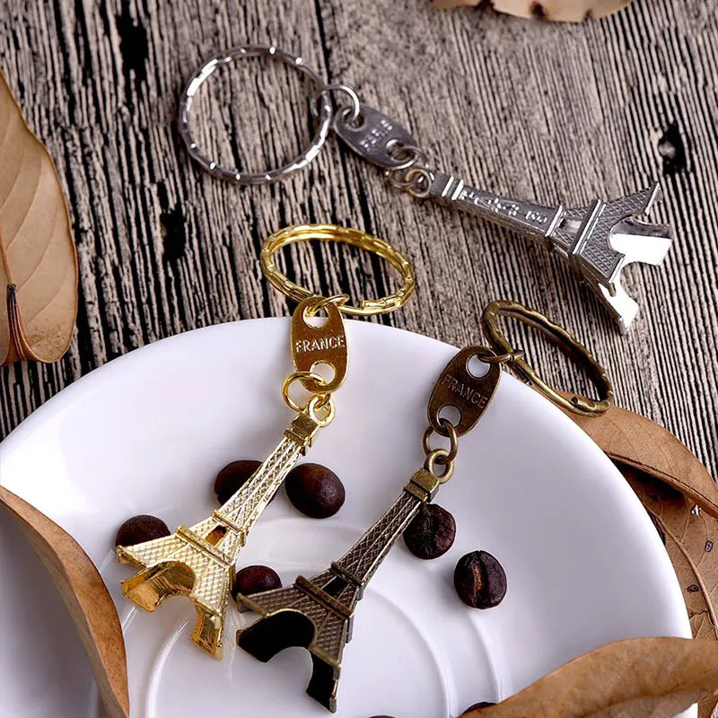 10pcs Eiffel Tower Keychain Retro Keychain Decorations Purse Charms Statue Model Prom Keychain French Souvenirs 250530