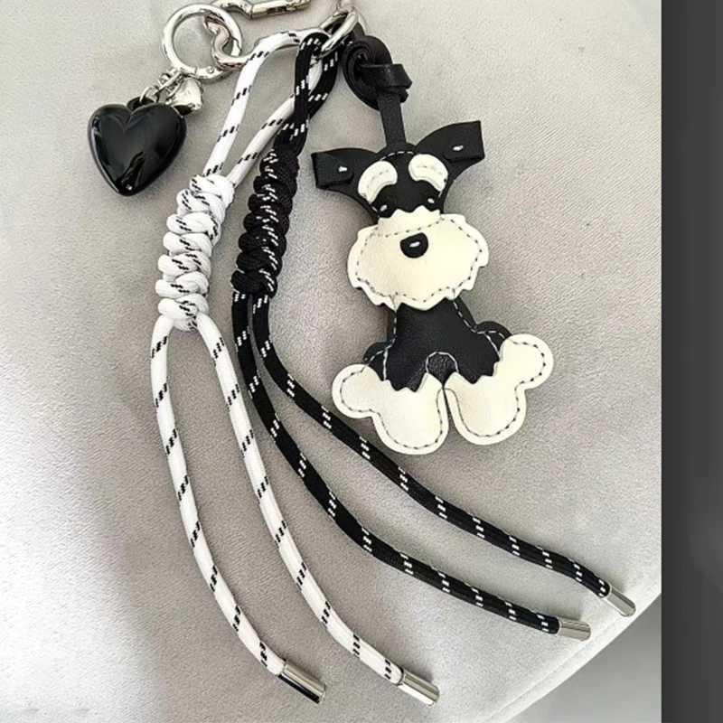 Leather Dachshund Bag Pendant Creative Keychain Lanyard bag Accessory Key Pendant Car Keyring Gift XJ250607