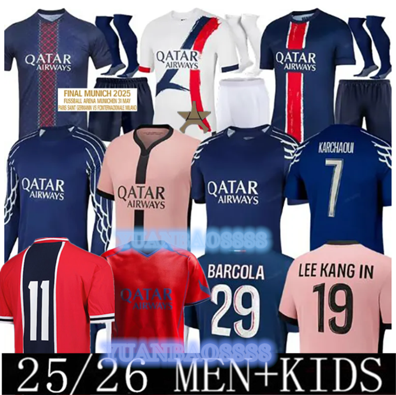 24 25 26 Paris G.RAMOS Soccer Jersey PACHO L E E KANG IN JOAO NEVES KOLO MUANI O.DEMBELE D.DOUE VITINHA SKRINIAR Retro RONALDINHO PSGFootball Shirt Tracksuit men 1 star