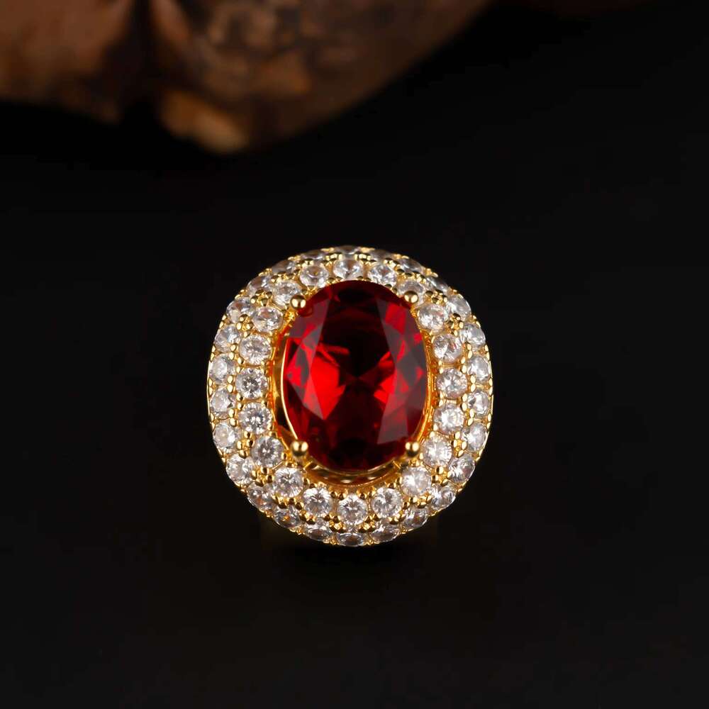 Customized Sier Band Rings Men Full of Zircon Gemstones Rubies Cut Dia Inlay for Engagement Party Jewelry