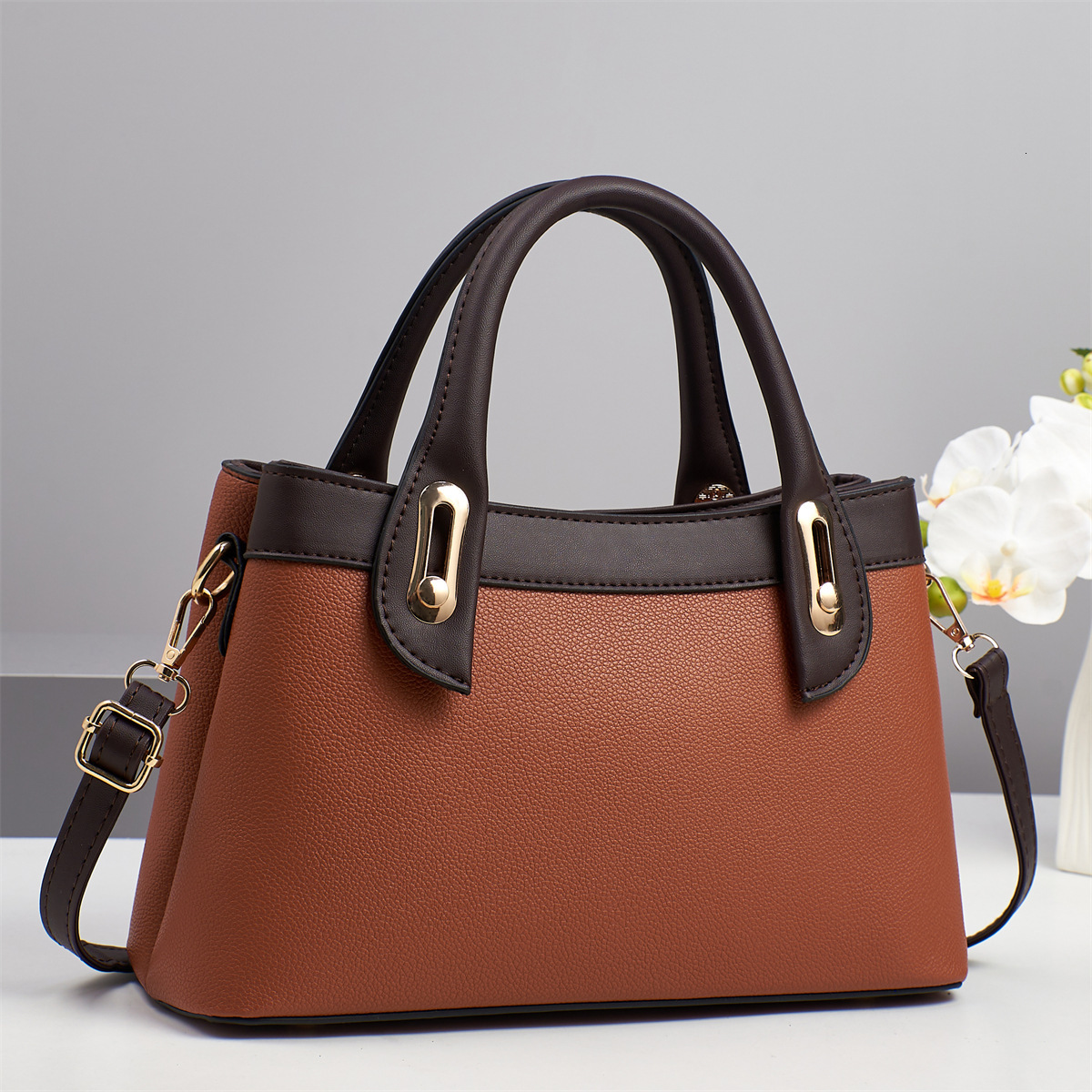 Luxury Brand Designer Bag New Cross-Border Bag For Women Trendy Lychee Texture Patchwork Shoulder Bag Large Capacity High-Quality Gift For Mom One-Pie