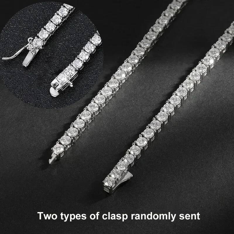 NKHOG 14-24 inch All Moissanite Tennis Necklace For Women Sterling Sier Plated Gold Pass Dia Test Pendant Jewelry