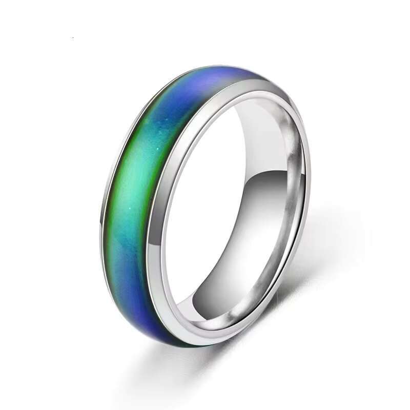 SC Hot Selling Fashion Casual Wearing Men Rings Long Lasting Stainless Steel Rings Trendy Color Changing Mood Rings