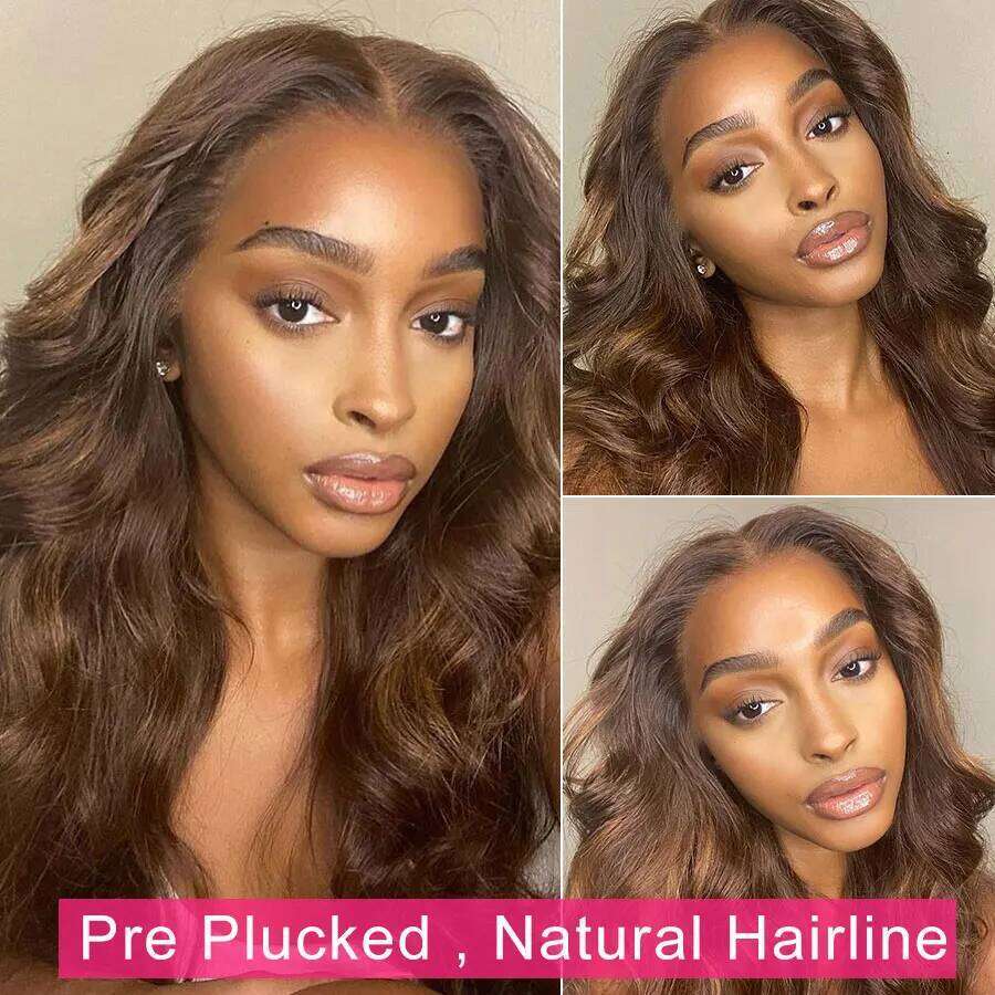 NAMM Chocolate Brown 13x6 HD Front For Women Brazilian Body Wave 4x4 13x4 Full Lace Frontal Wigs 100% Human Hair