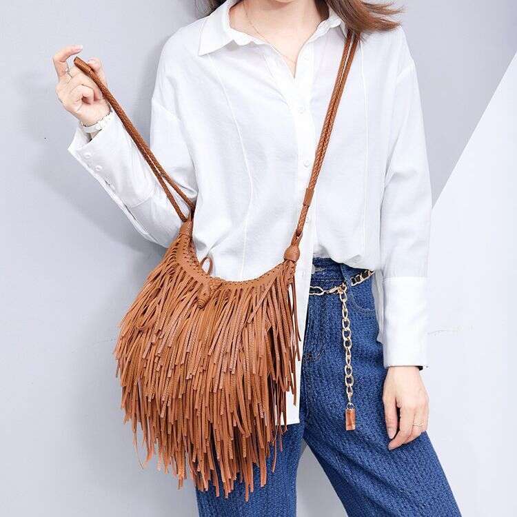Women's 2024 New Tassel Elegant Goddess Handwoven Shoulder Crossbody Bag for Women GUHUISHU