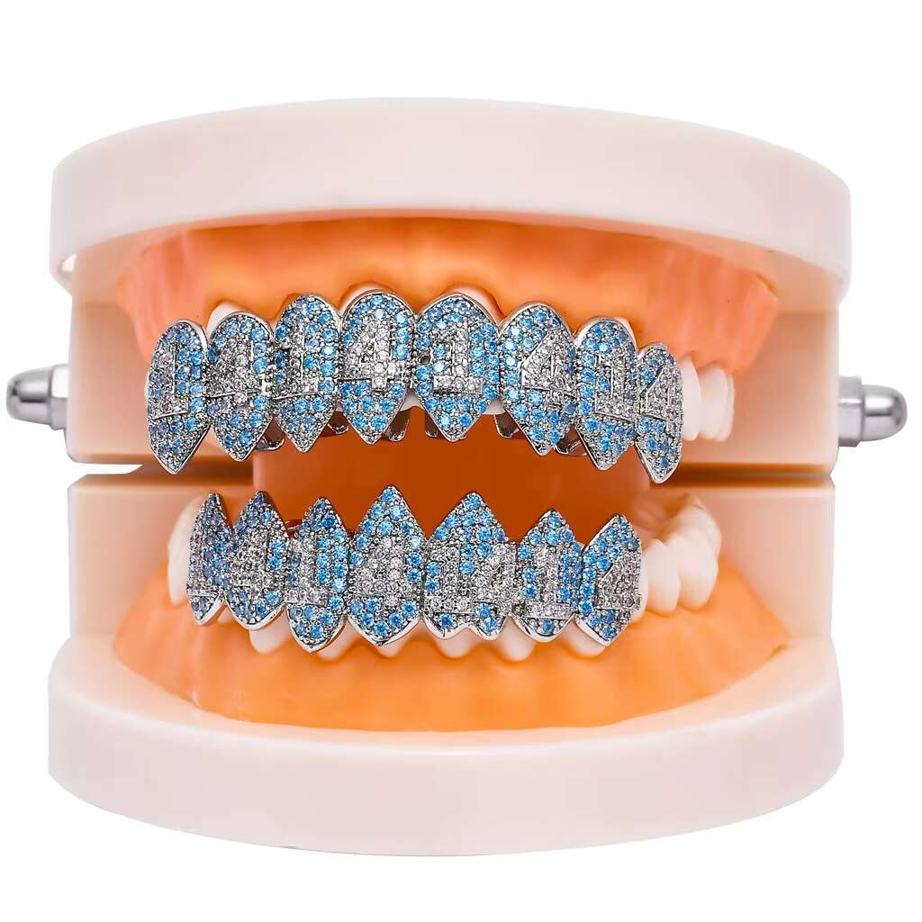 Latest trend hip-hop 1414 8-toothed fangs vampire personality moissanite gold braces for wedding party custom-made jewelry