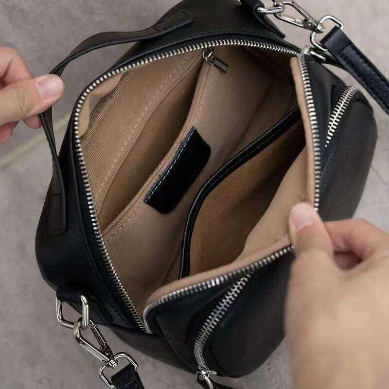 100% Genuine Leather Handle Crossbody Bag Women Shoulder 2025 Handbags Designer Purses Female Solid Color Small Bags