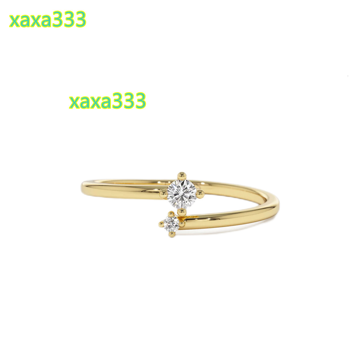 Minimalist Popular 14K Gold Plated Petite Diamond Duo Open Ring 925 Sterling Silver Casual Fine Jewelry Rings for Women