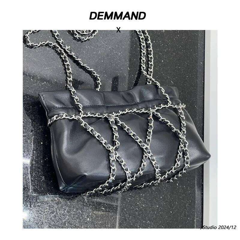 Hot Selling Fashionable Genuine Leather ITSK Women's Shoulder New Style Bucket Chain Bag Tweed Feel Soft Polyester Lining Designer Bags