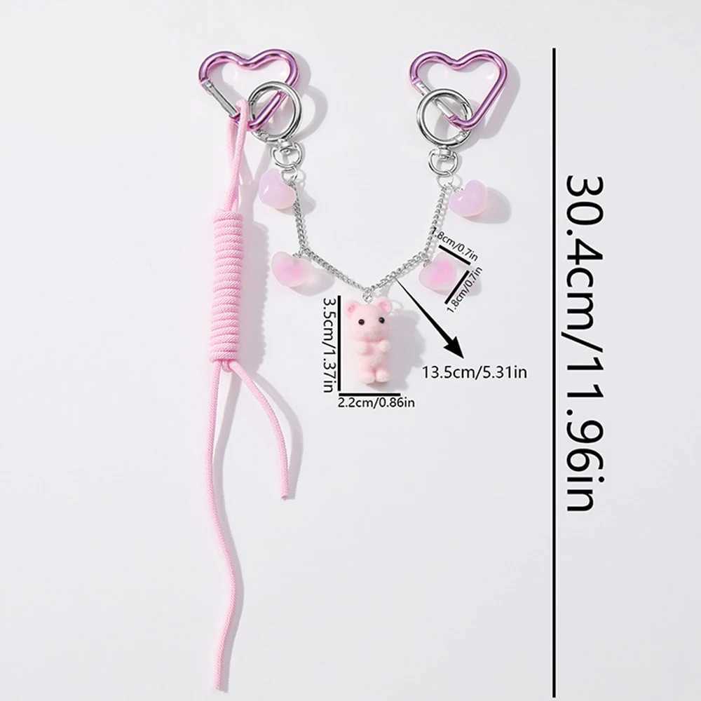 2024 New Korean Fashion Sweet Pearl Bow Keychain Heart Pendant Keyring Y2K Ins Aesthetic Holder For Girl Bag Pendant Accessories XJ250607