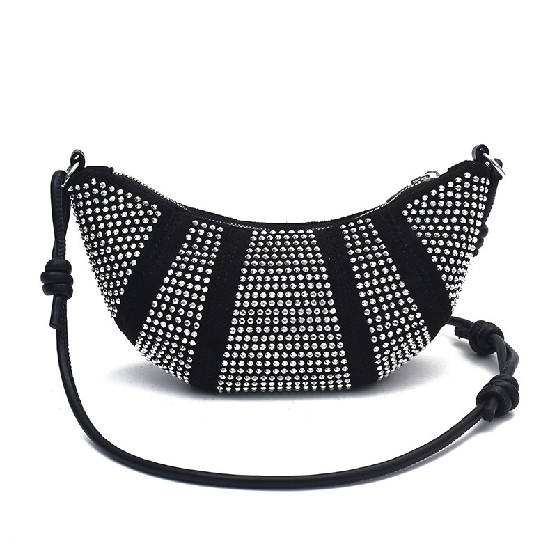 Luxury Brand Designer Bag Niche Design Shiny Rhinestone Horn Bag For Women 2024 Autumn New Fashion Handheld Dumpling Bag Single Shoulder Crossbody Bag