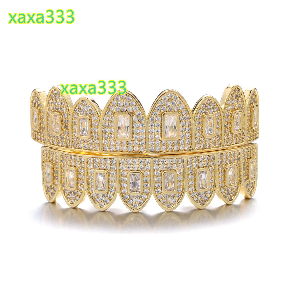DE Creative Hip Hop Fashion Jewelry; Shining Grillz; Short Tooth Set with Large Square Moissanite