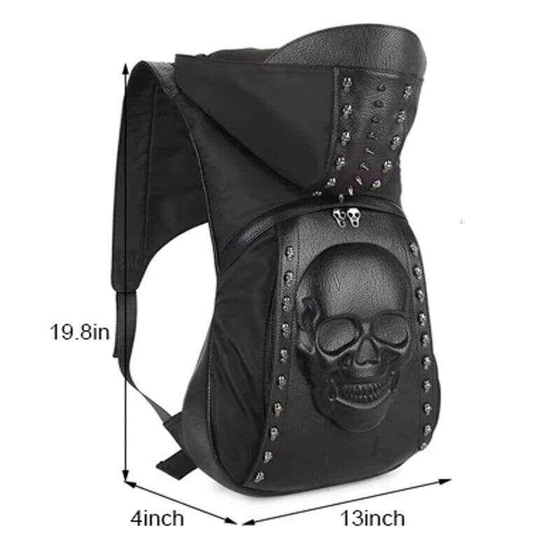Designer Bag Personality D Leather Rivets Skull Backpack With Hood Cap Apparel Bag Cross Bags