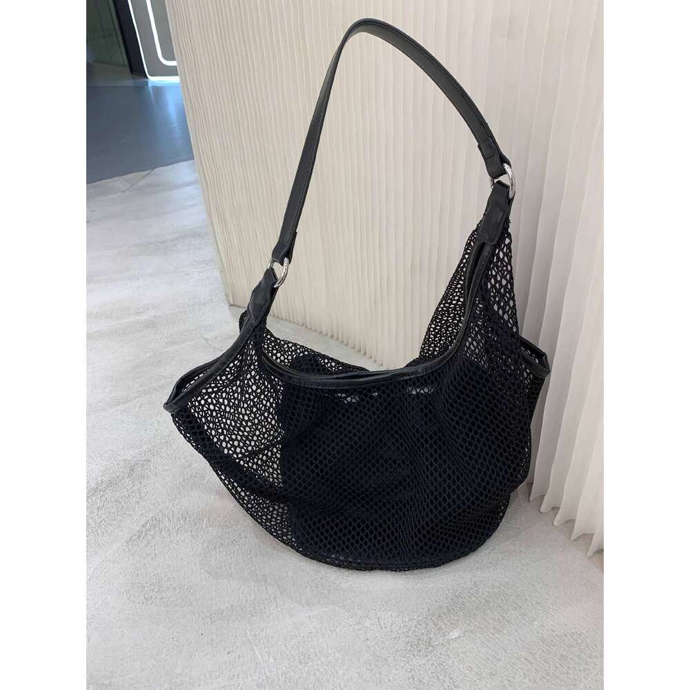 New Hollow Mesh Large Capacity Mother Daughter Tote for Women Summer Beach Casual Shoulder Bag