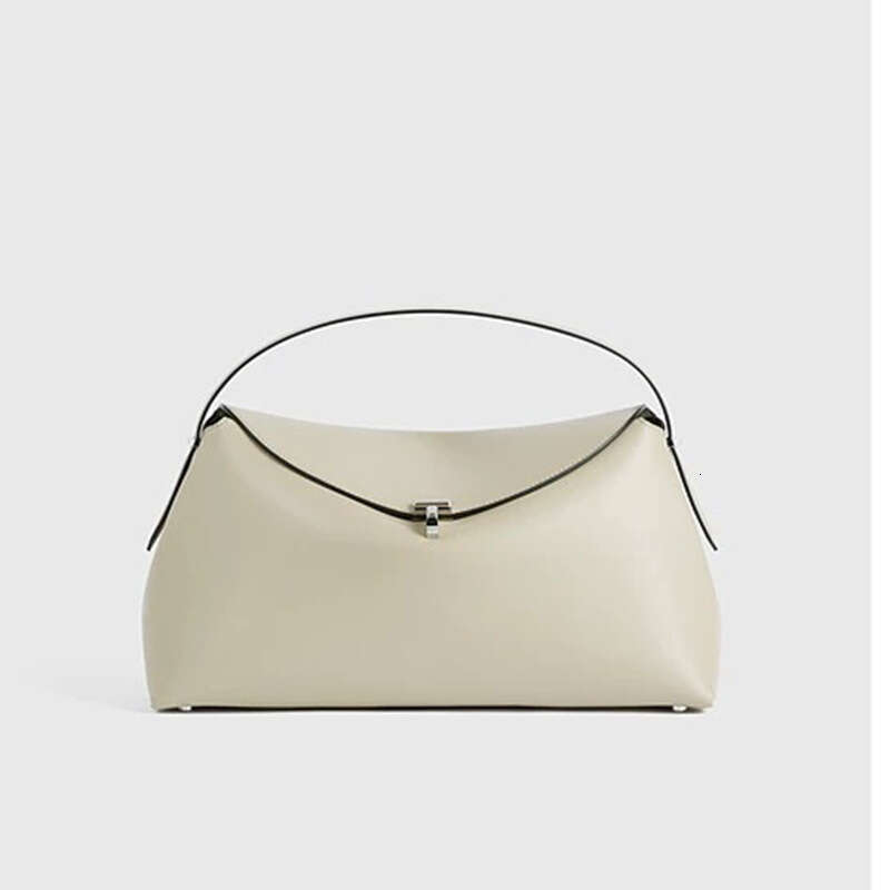 Design Sense Women's Autumn Winter Bark Brown T-shaped Lock Texture Leather Clutch Shoulder Bag 2025 New Elegant Unique Style