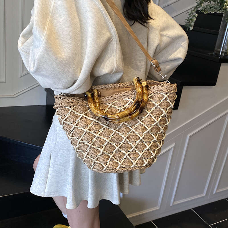 Handwoven for Women 2025 New Beach Vacation Handheld Basket Summer Crossbody Straw Bag