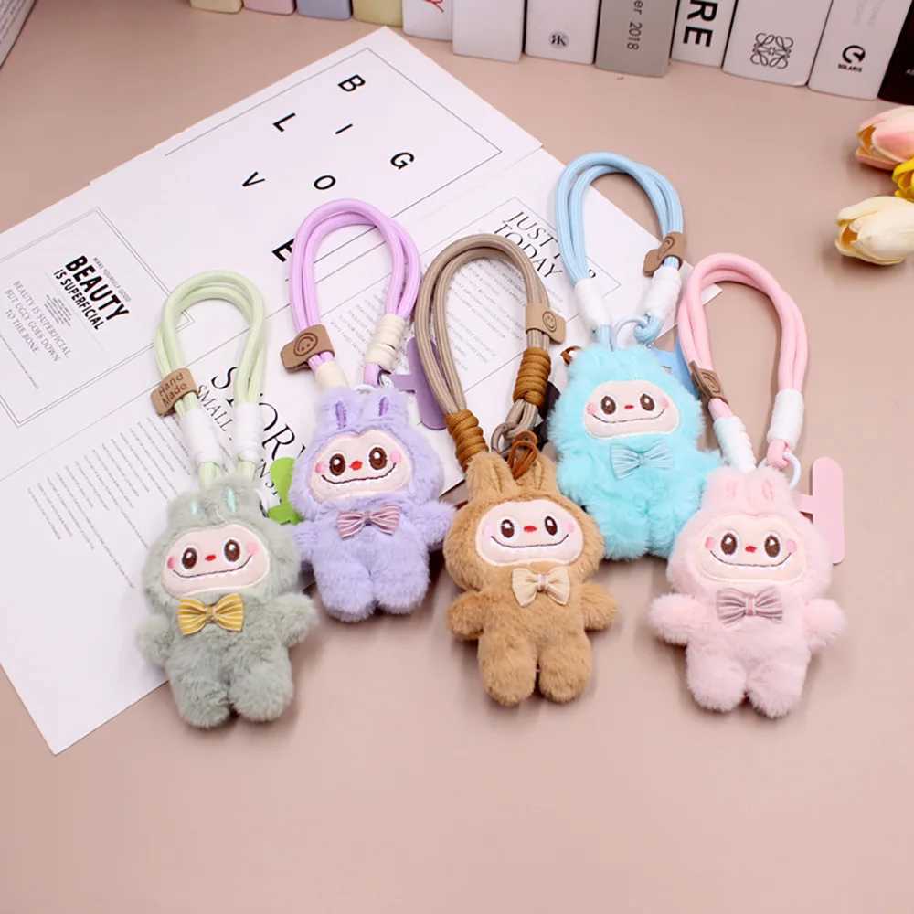 New Cartoon Labubu Keychain Cute Plush Doll Bag Charm Kawaii Anime Pendant Car Key Chain Gift A29 XJ250607
