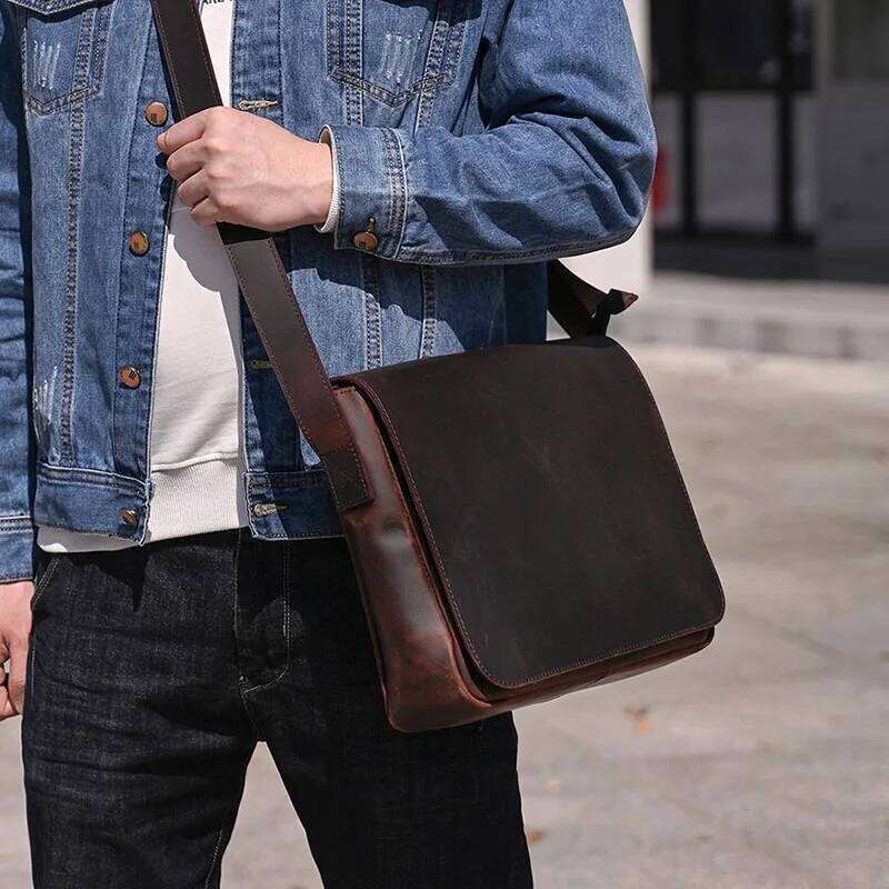 Vintage Crazy Horse Briefcases Laptop A4 Office Men Cover Messenger Men's Leather Bag Computer Bags