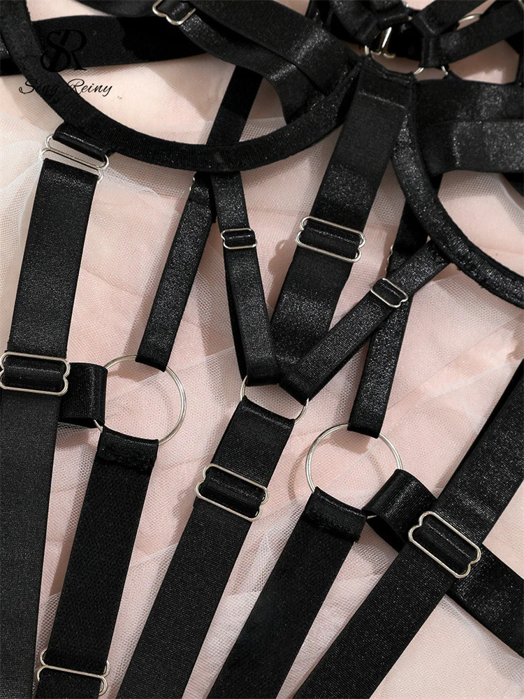 SINGREINY Porno Hollow Out Slim Club Rompers Sleeveless Bandage Sheath Playsuits Female Solid Lingerie Sexy Backless 250606