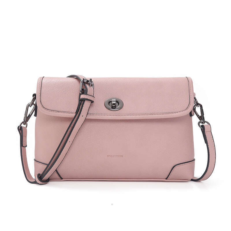 Fashion Rotating Buckle Solid Color Small Square American Style Shoulder High-end Commuter Handmade Crossbody Bag