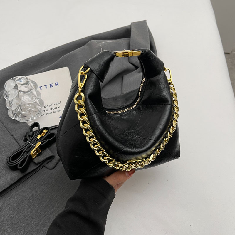 designer Vintage Lunch Box Underarm Small Bag for Women 2025 New Thick Chain Bag Fashion Handbag Shoulder Bag Casual Crossbody Bag