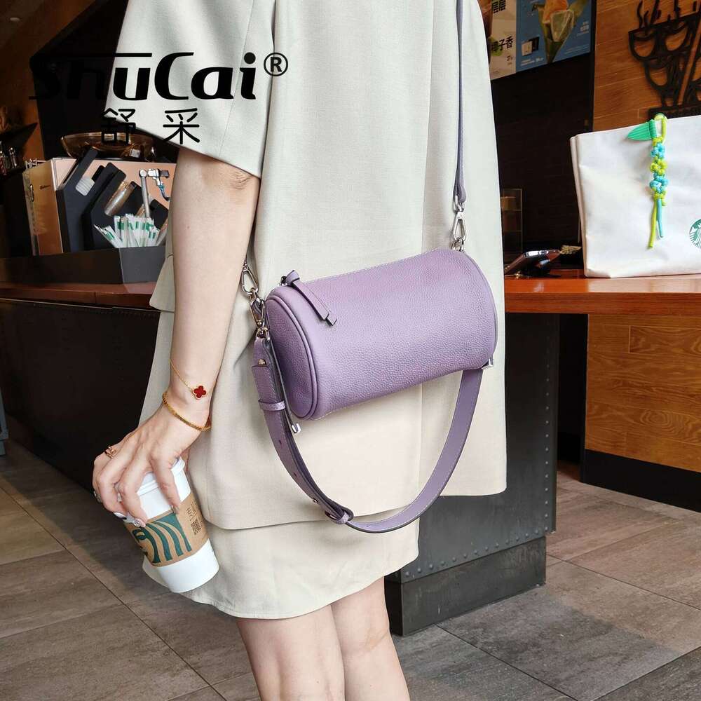 2025 New Genuine Leather Women Cylinder Underarm Designer Ladies Shoulder Crossbody High Quality Bamboo Bag for Woman