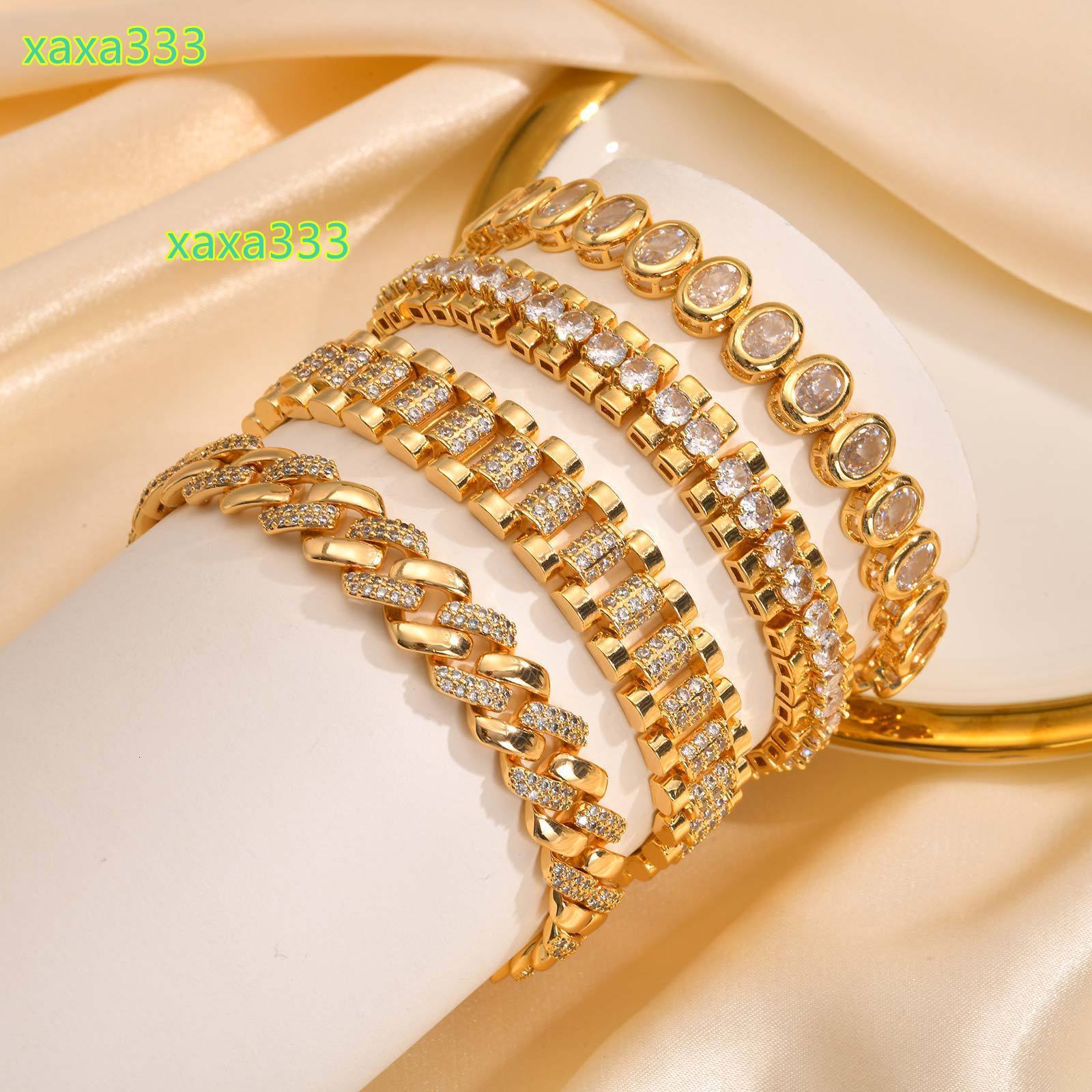 Popular Jewelry Cuban Link Chain Hip Hop Bling Jewelry Diamond Link Bracelets for Women