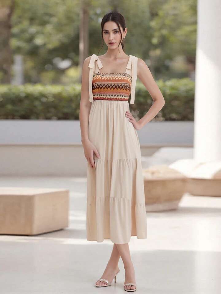 Bohemian Floral Print Off-shoulder Maxi Dress with Ruffle Hem and Tie Waist Detail for Womensummer Beach Party