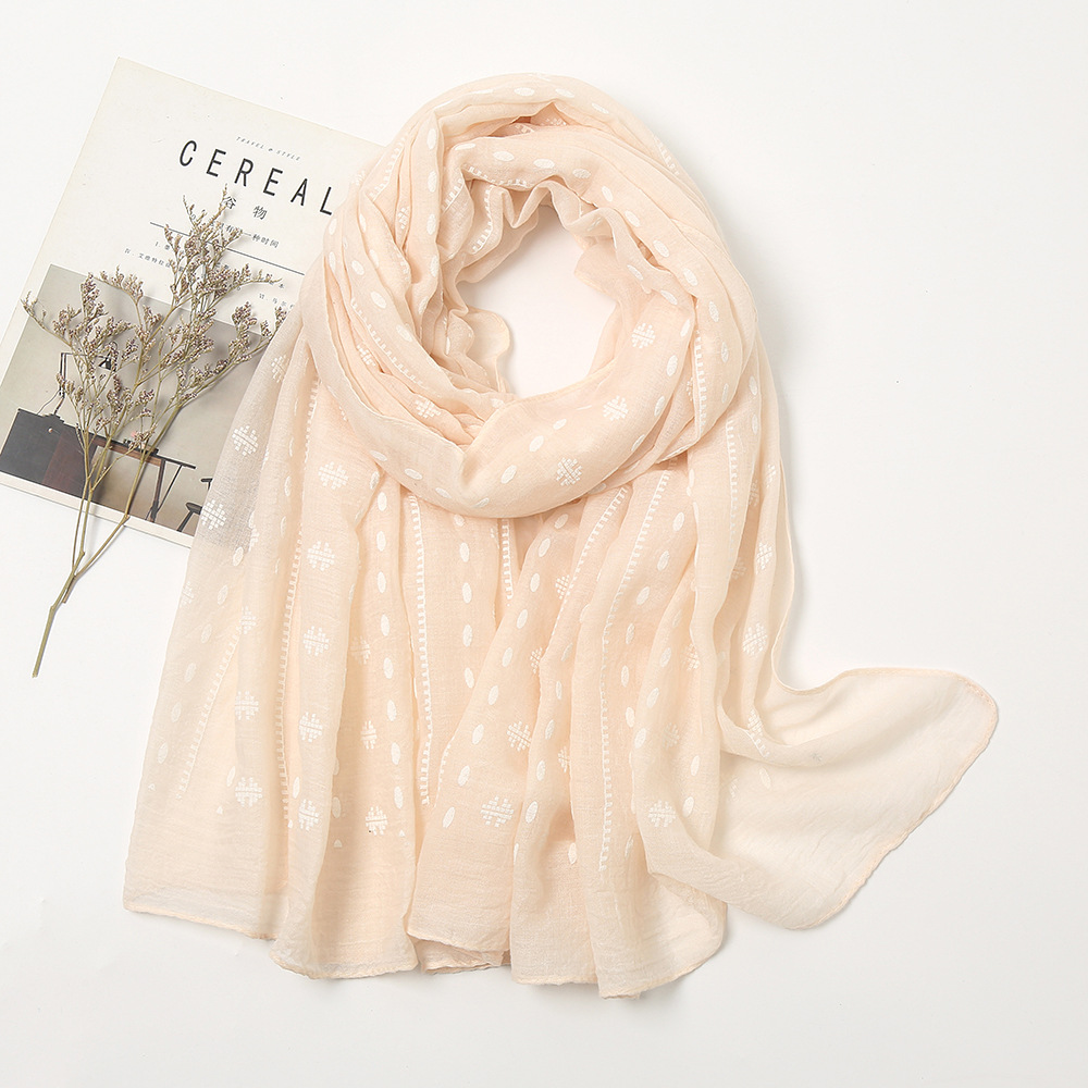 K956 2024 Spring and Summer New Foam Cotton Skin-friendly Polka Dot Scarf Korean Fashion Single Color Shawl Wholesale