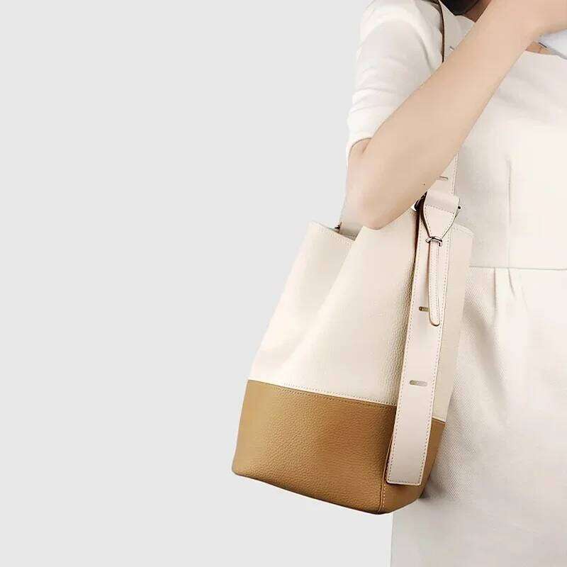 Genuine Leather Bucket female capacity shoulder crossbody commuter soft leather large bag cowhide