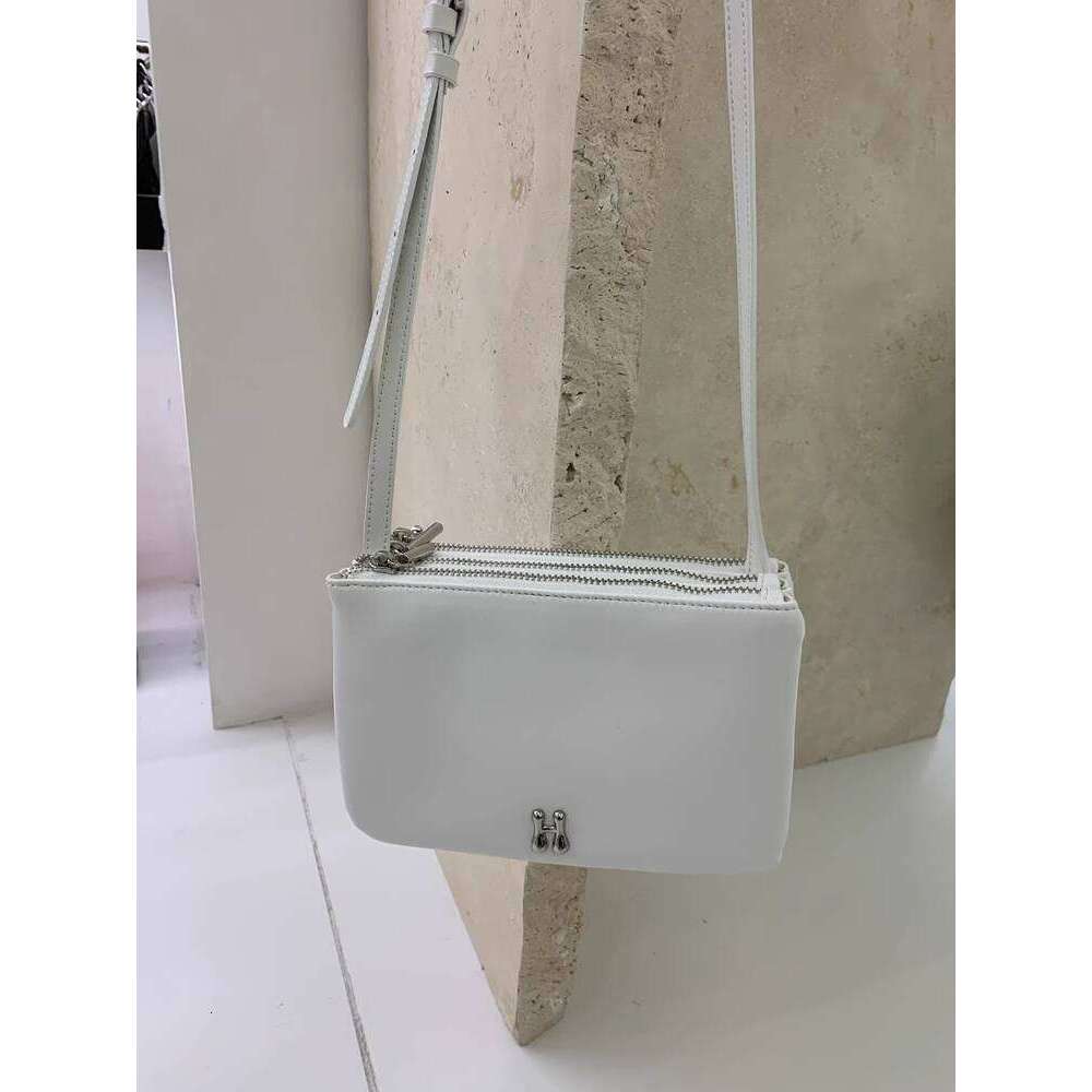 Korean Soft Calfskin Dopamine Genuine Leather Three Compartment Zipper Small Square Candy Color Single Shoulder Crossbody Bag