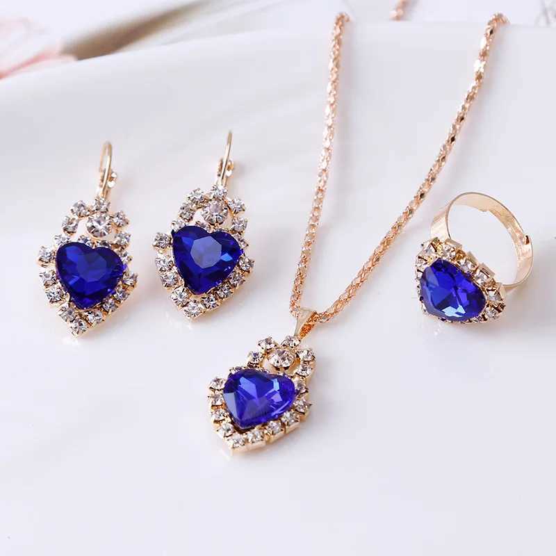 Jewelry Sets Women Wedding Jewelry Set for Brides Gold-Color Zirconia Earring Pendant Necklace Ring Sets Z250607