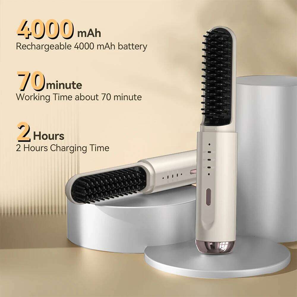Women's Electric Brushes Beard Cordless Hair Straightener Brush Negative Ions Wireless Comb Iron For Travel