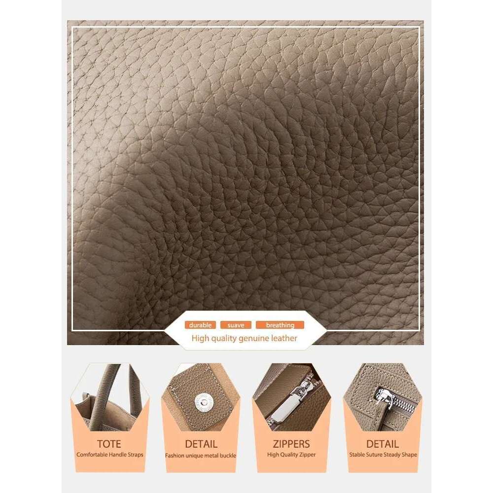 Zency 2024 Women Handbag Vintage Genuine Leather Shoulder Bag Ladies Crossbody Simple Top Handle For Work Designer Big Bags