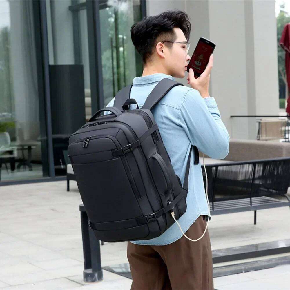 40Lexpandable USB Travel Backpack, Flight Approved Carry On Bags For Airplanes,Water Resistant Durable 17-Inch Backpack Men