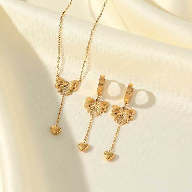 EILIECK 316L Stainless Steel Star Flower Bear Necklace Earrings For Women Girl New Trendy Waterproof Jewelry Set Party Gift Z250607