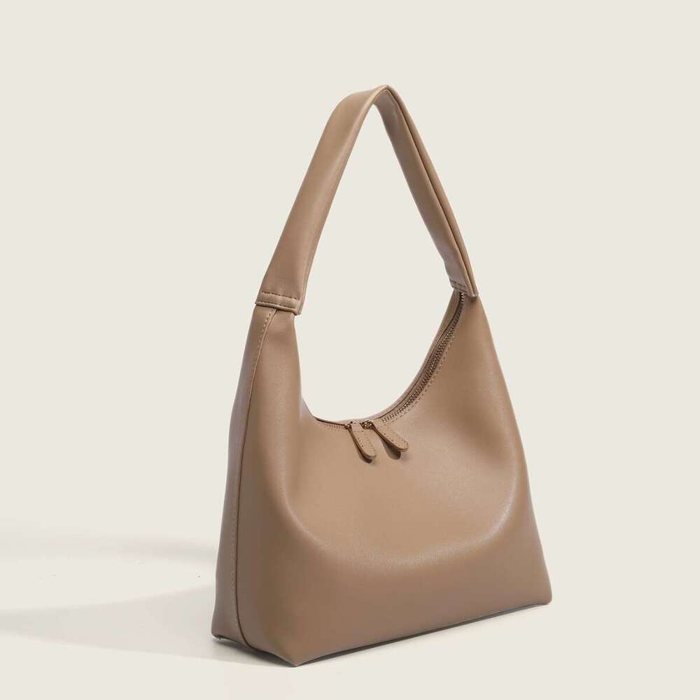 Milk Tea Color Bag for Women, Commuter Large Capacity Shoulder Underarm Summer Korean Retro Soft Leather Tote Bag, 2025 Elegant Versatile New Trendy I