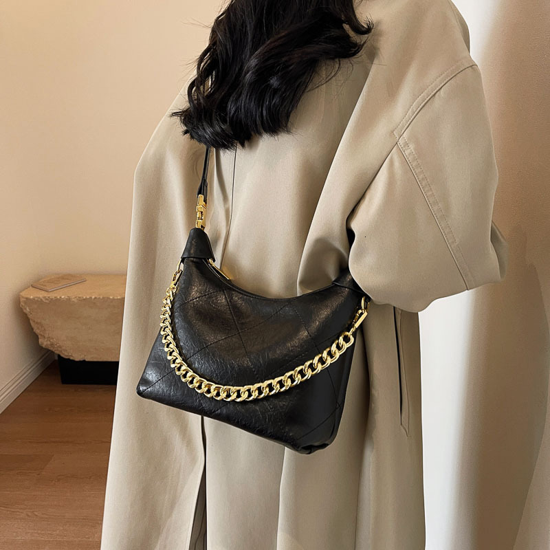 designer Vintage Lunch Box Underarm Small Bag for Women 2025 New Thick Chain Bag Fashion Handbag Shoulder Bag Casual Crossbody Bag