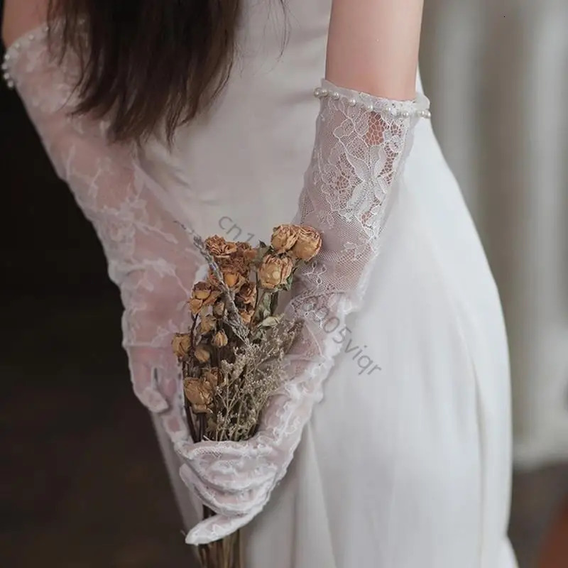Pearls Lace Sleeve Bridal Gloves Bride To Be Gift Bridal Shower Wedding AXYD 250603