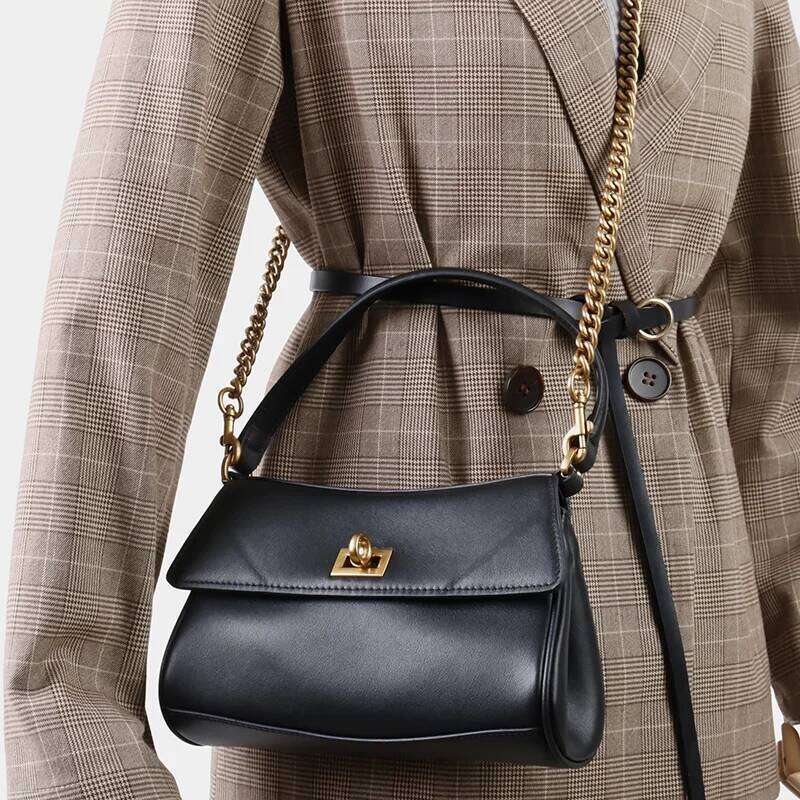 2025 Brand Redeo Genuine Leather Handbags Fashion Gold Chain Shoulder Bags Women Spring New Totes Lday